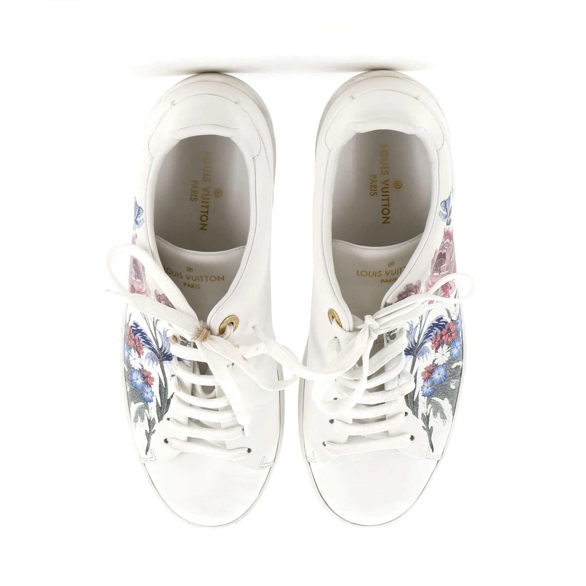 Designer Women's FrontRow Sneakers Floral Leather
