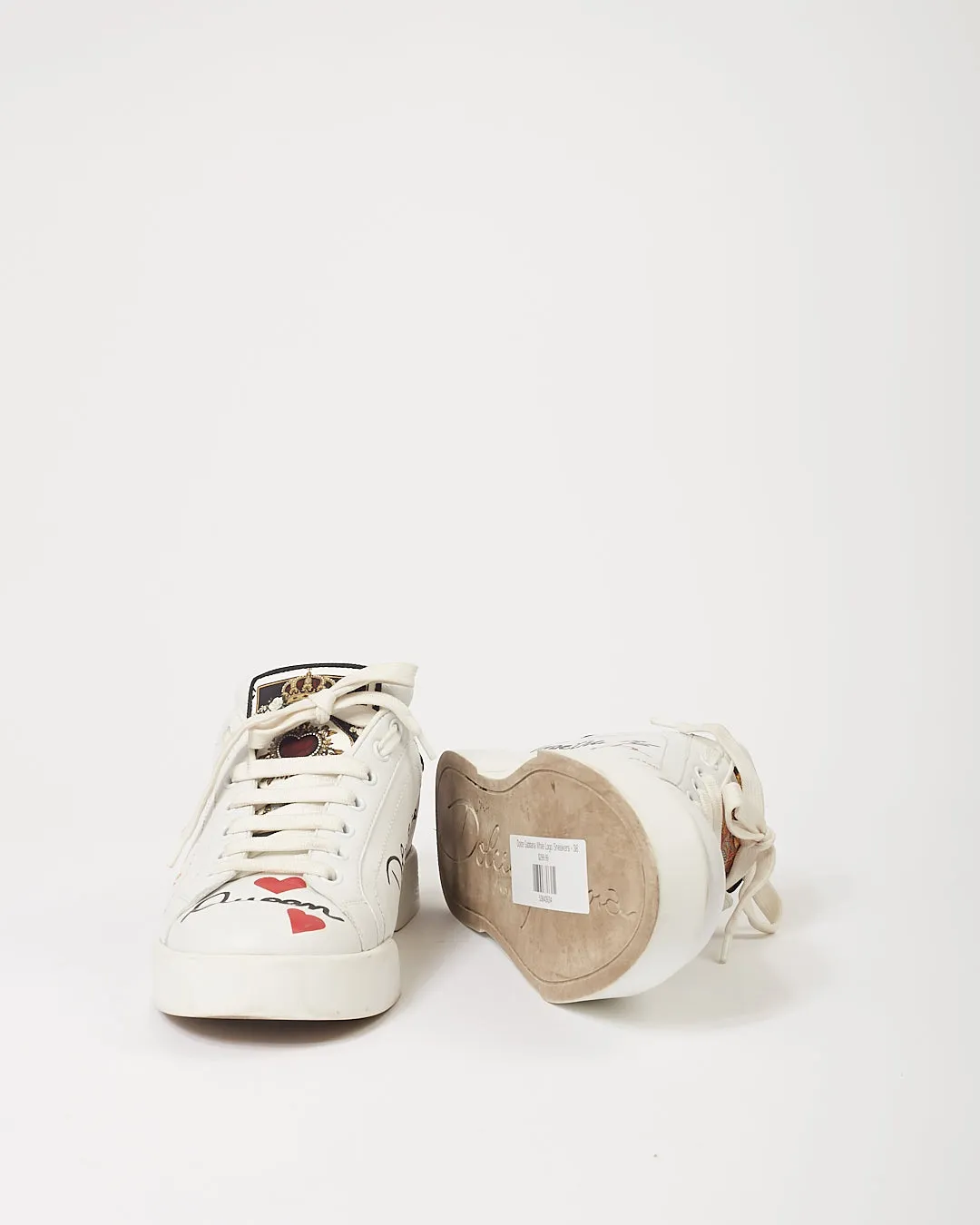 Dolce Gabbana White Logo Sneakers - 38