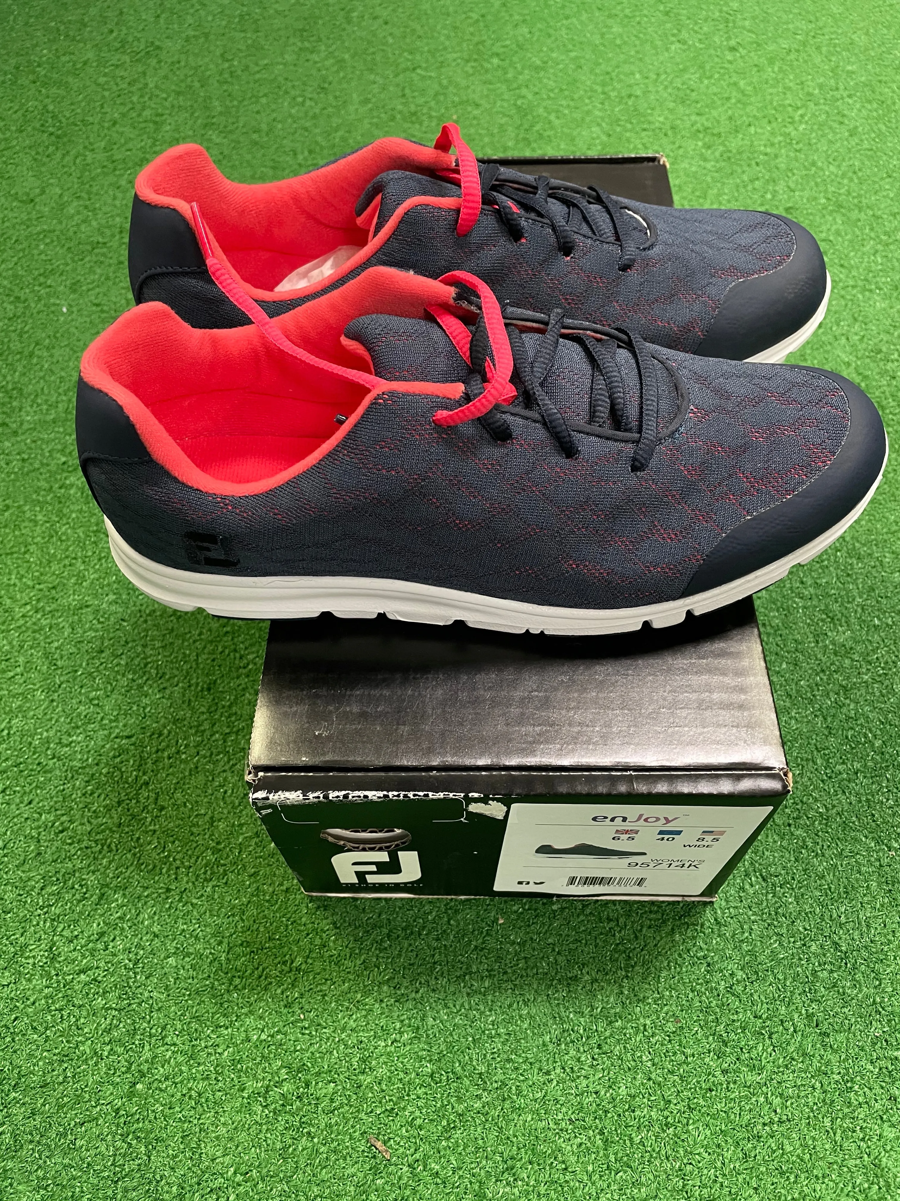 EX Shop Display Footjoy Ladies enJoy Golf Shoes 95714K / Navy Papaya / Size UK6.5