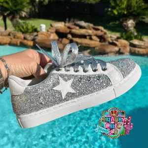 Fast 34 Silver Glitter Tennis Shoe