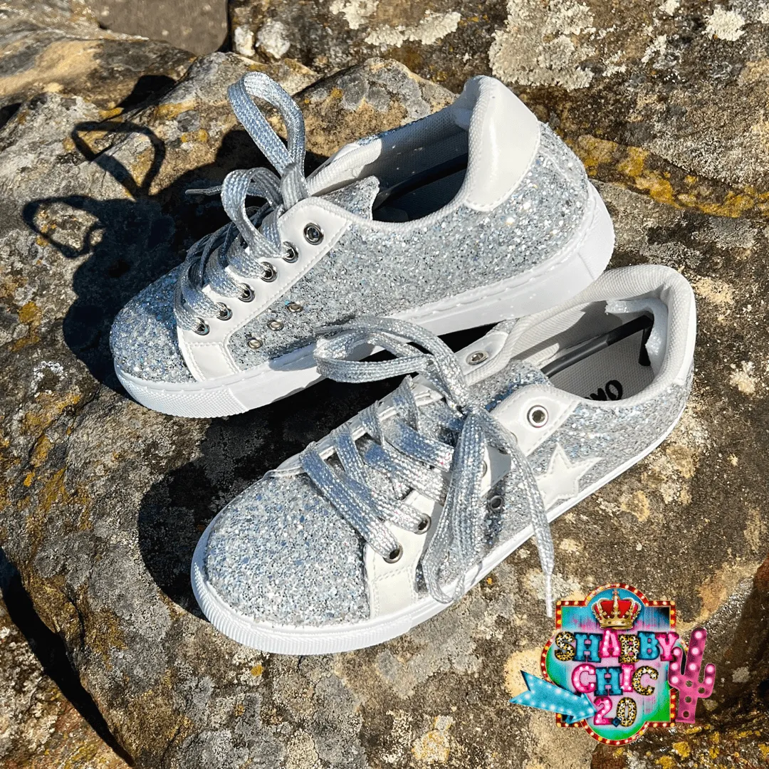 Fast 34 Silver Glitter Tennis Shoe