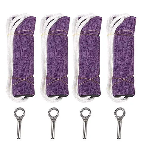 Fitsy Iyengar Yoga Anti-Gravity Wall Rope Full Set Auxiliary Training Sport Aerial Suspension Yoga Rope Cotton (Purple)