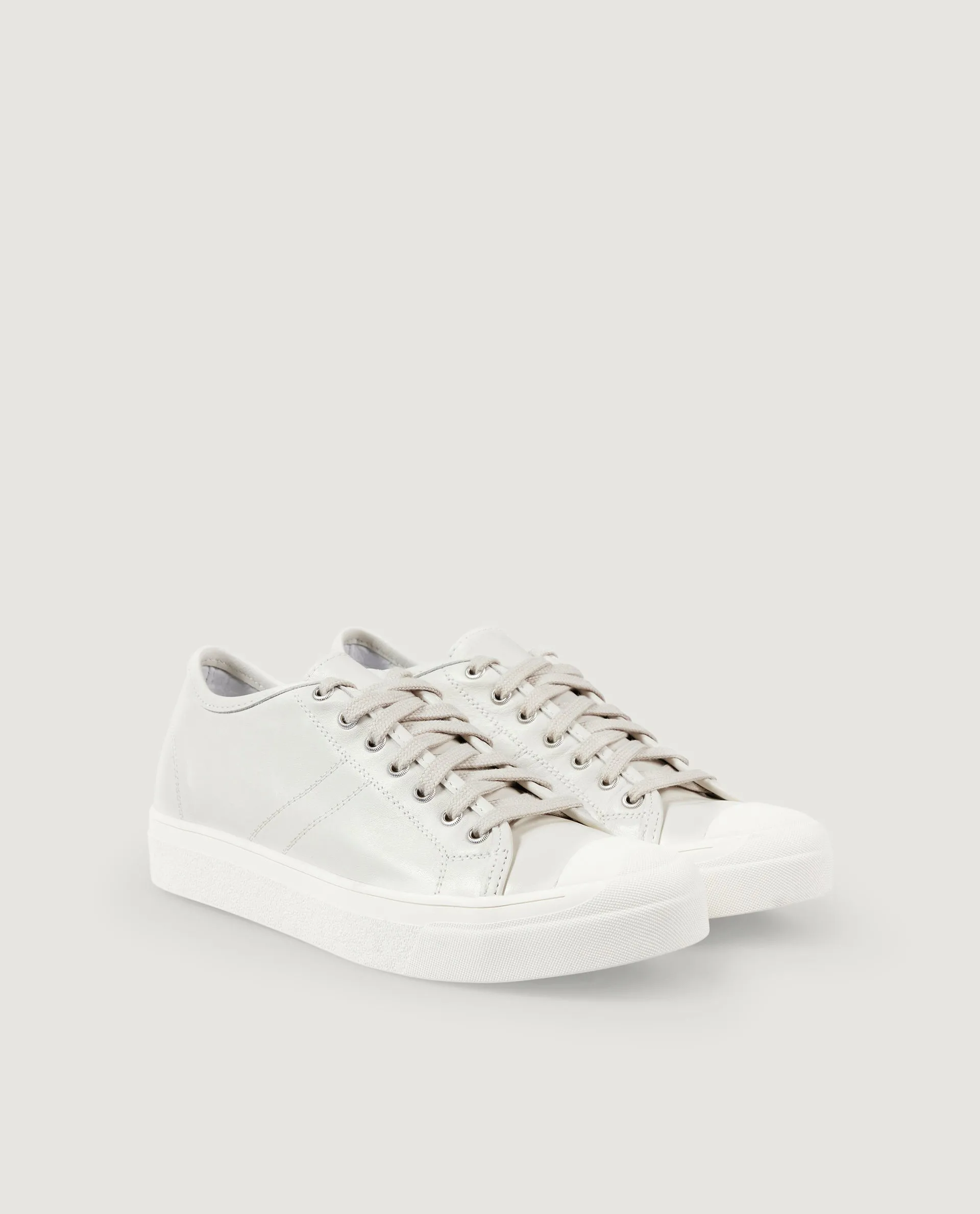 Foster sneakers in leer - Lichtgrijs