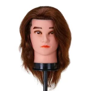 Gabbiano WZ3 Hairdressing Training Head, Natural Hair, Colour 4#, Length 8"