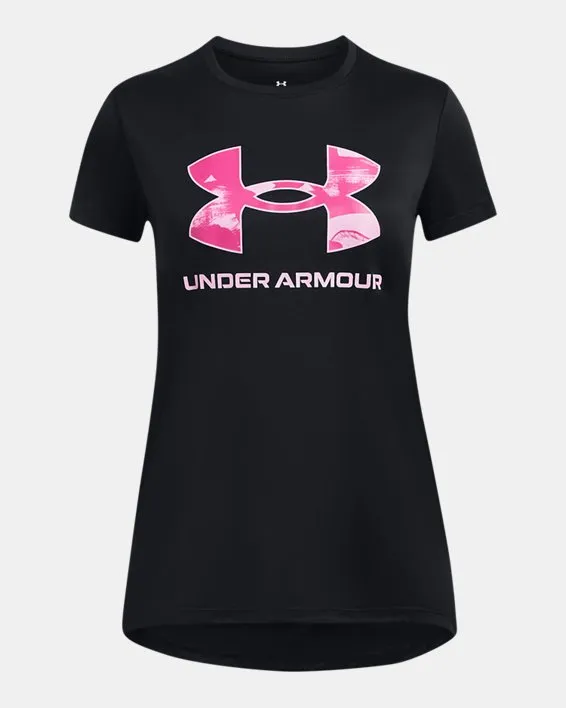 Girl's Tech Print Fill Big Logo Short Sleeve