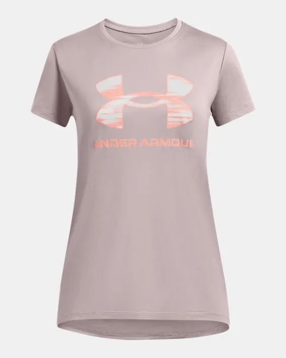 Girl's Tech Print Fill Big Logo Short Sleeve