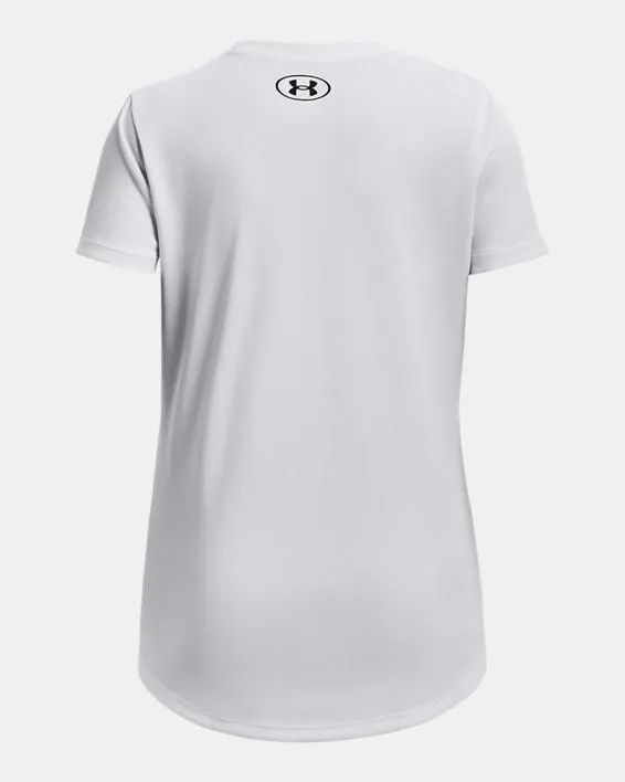 Girl's Tech Print Fill Big Logo Short Sleeve
