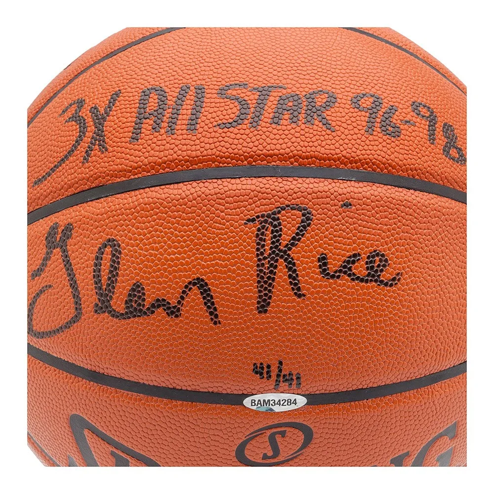 Glen Rice Signed & Inscribed Spalding Indoor/Outdoor Basketball
