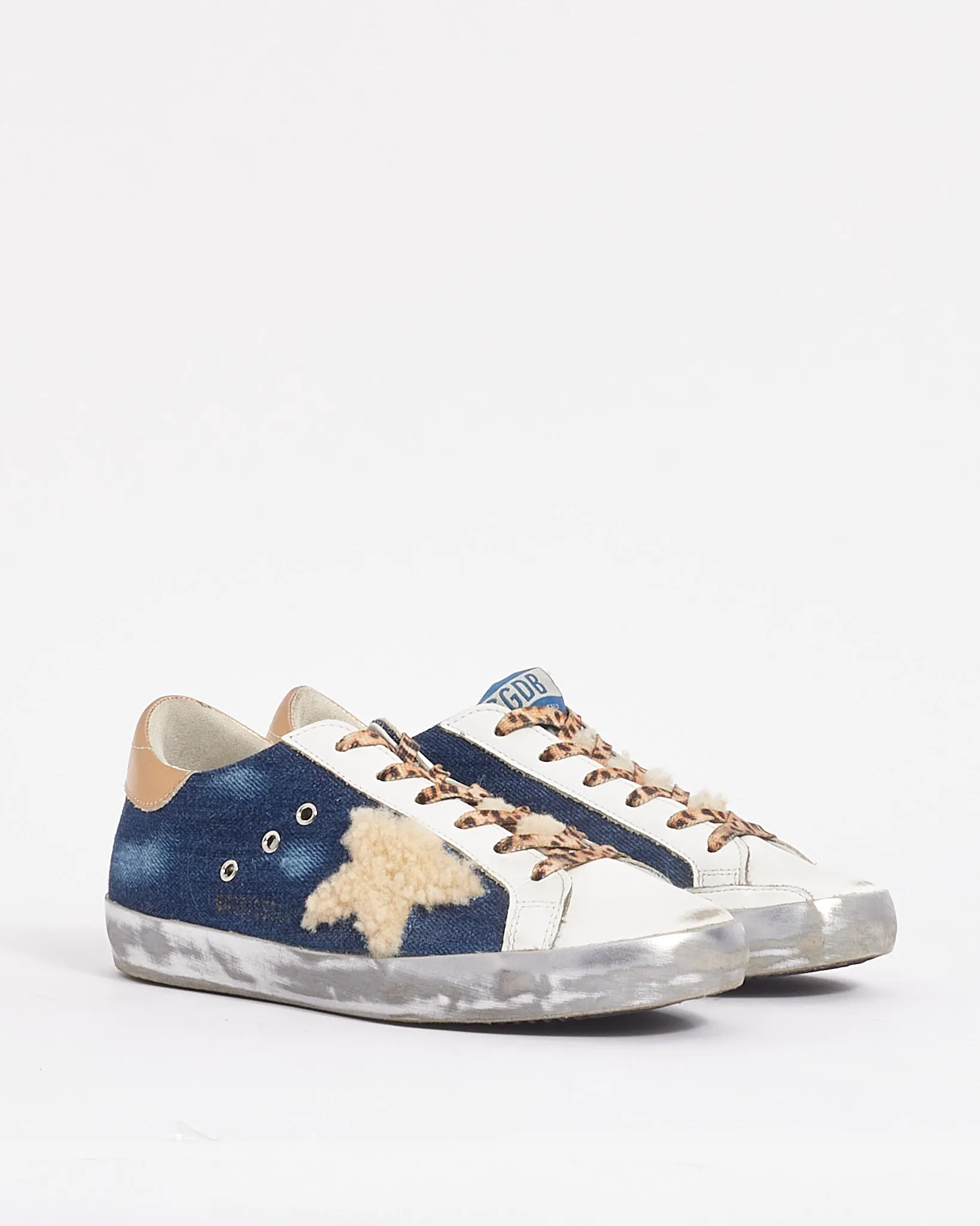 Golden Goose Denim and Leather Shearling Super Star Sneakers - 36