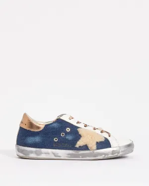 Golden Goose Denim and Leather Shearling Super Star Sneakers - 36