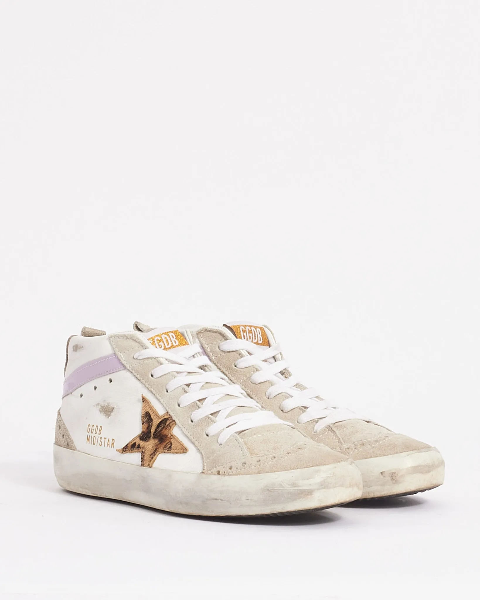 Golden Goose White Leather and Beige Suede Mid Star Sneakers -36
