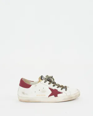 Golden Goose White/Burgundy Super Star Sneakers - 38