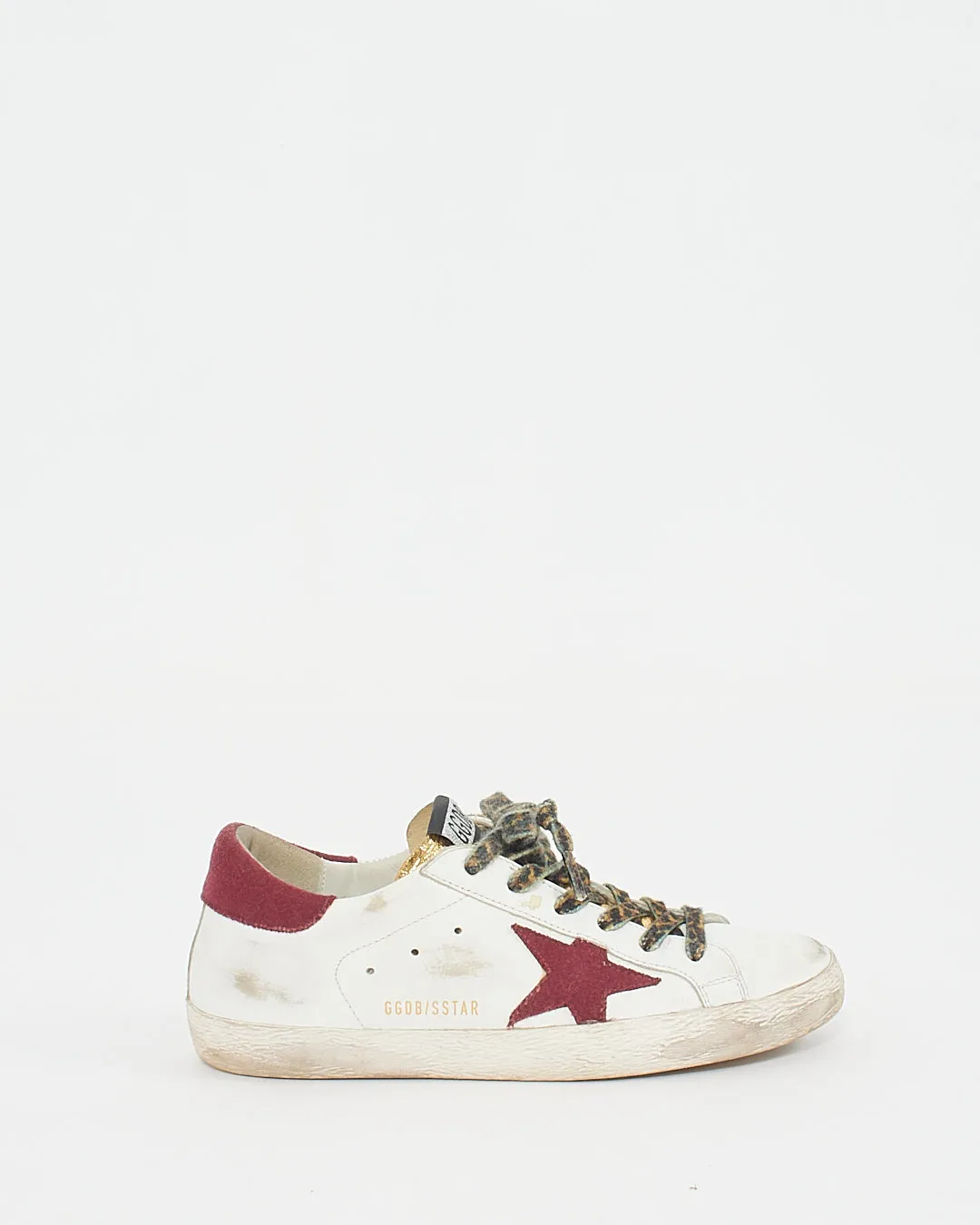 Golden Goose White/Burgundy Super Star Sneakers - 38