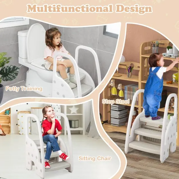 Grow-with-me Montessori Non Slip Step Stool | Learning Tower | White & Grey | 12m 