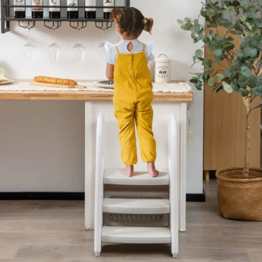 Grow-with-me Montessori Non Slip Step Stool | Learning Tower | White & Grey | 12m 