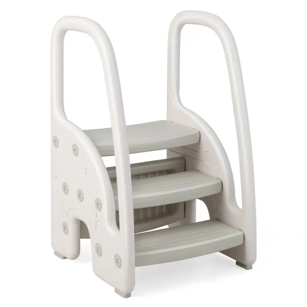 Grow-with-me Montessori Non Slip Step Stool | Learning Tower | White & Grey | 12m 