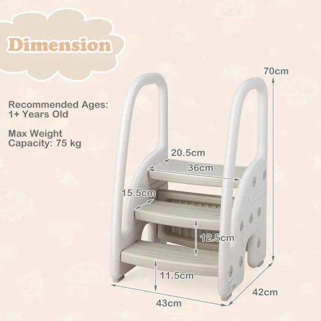 Grow-with-me Montessori Non Slip Step Stool | Learning Tower | White & Grey | 12m 