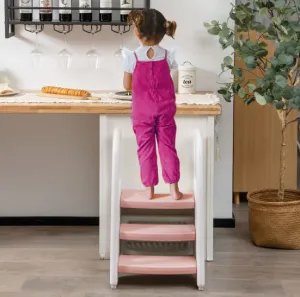 Grow-with-me Montessori Non Slip Step Stool | Learning Tower | White & Pink | 12m 