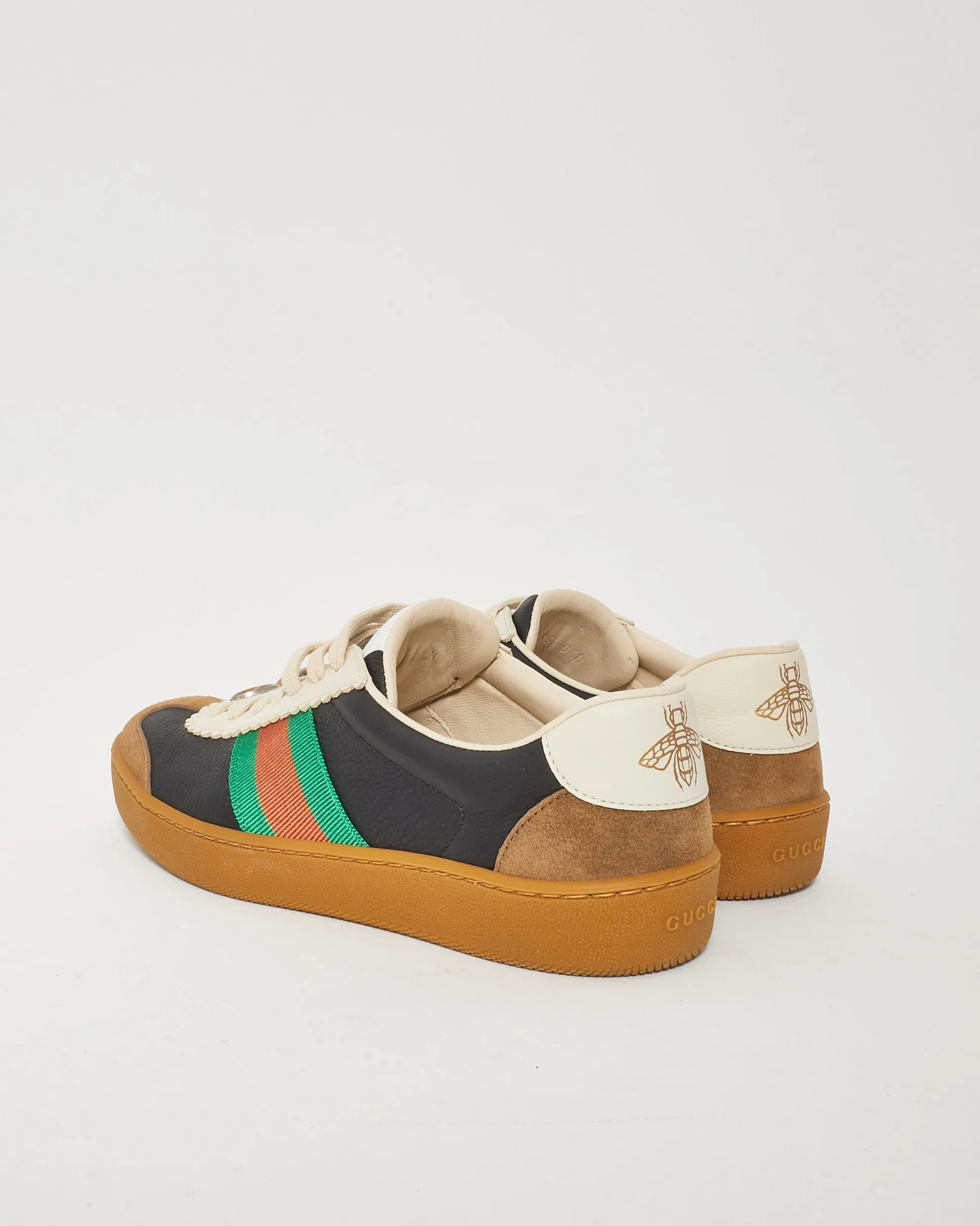 Gucci Black Leather & Web Stripe G74 Sneakers - 36