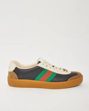 Gucci Black Leather & Web Stripe G74 Sneakers - 36