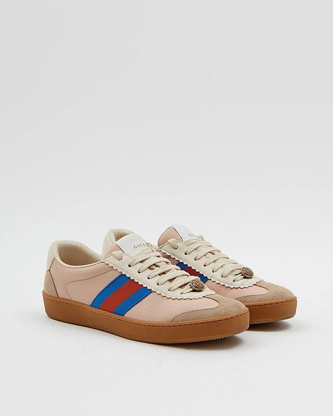 Gucci Pink Oatmeal G74 Web Low Sneakers - 37