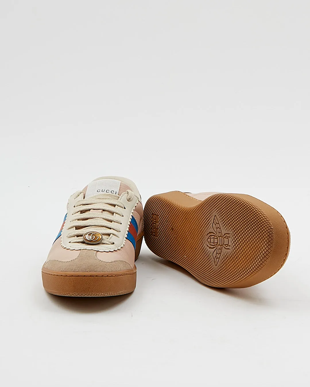 Gucci Pink Oatmeal G74 Web Low Sneakers - 37