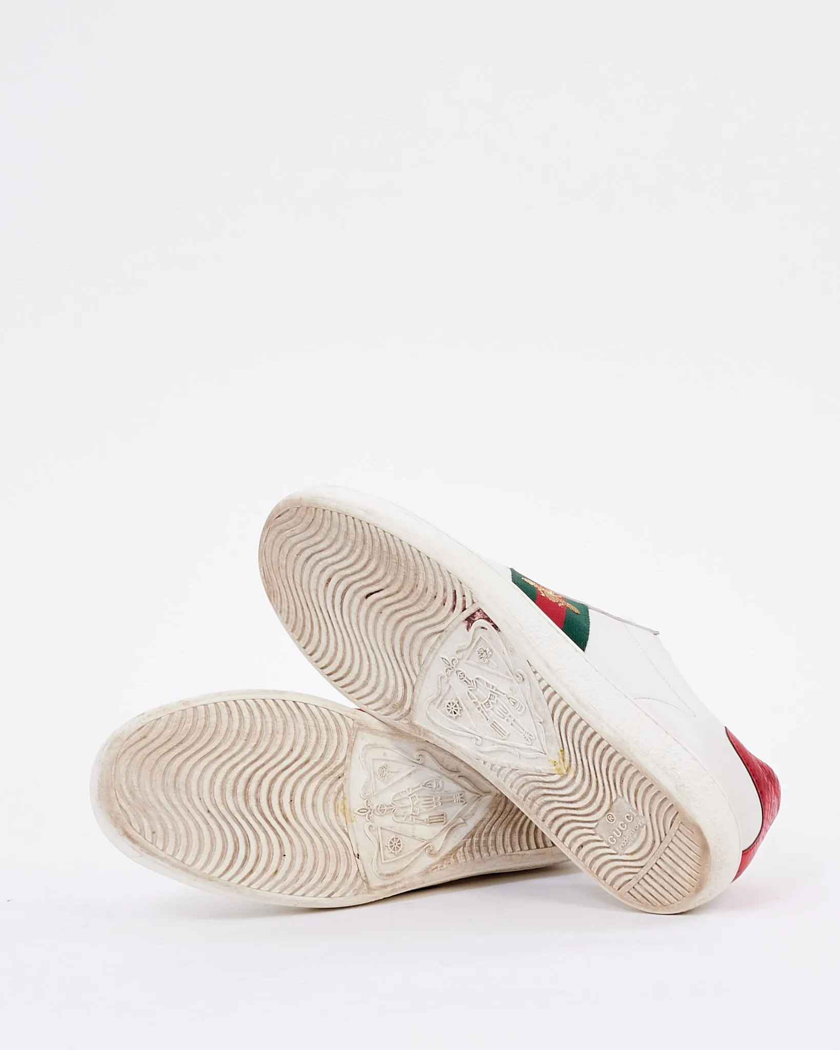 Gucci White Leather Ace Bee Low Top Sneakers - 37.5