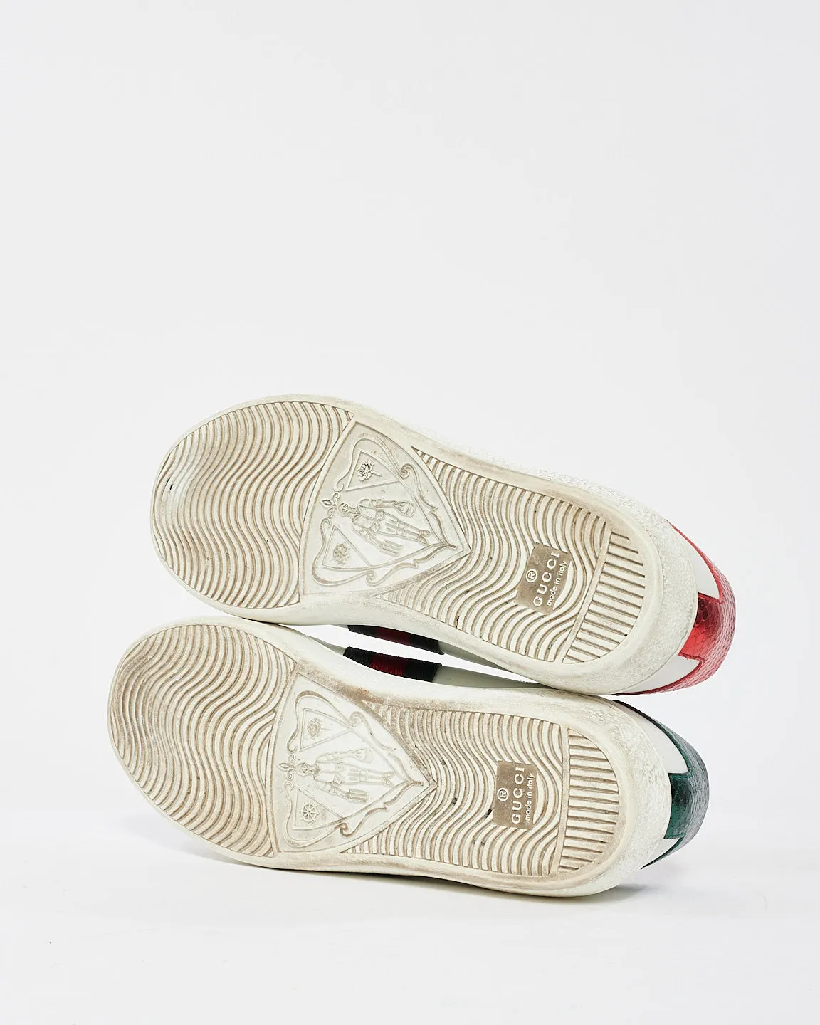 Gucci White Leather Embroidered Bee Ace Sneakers - 38.5