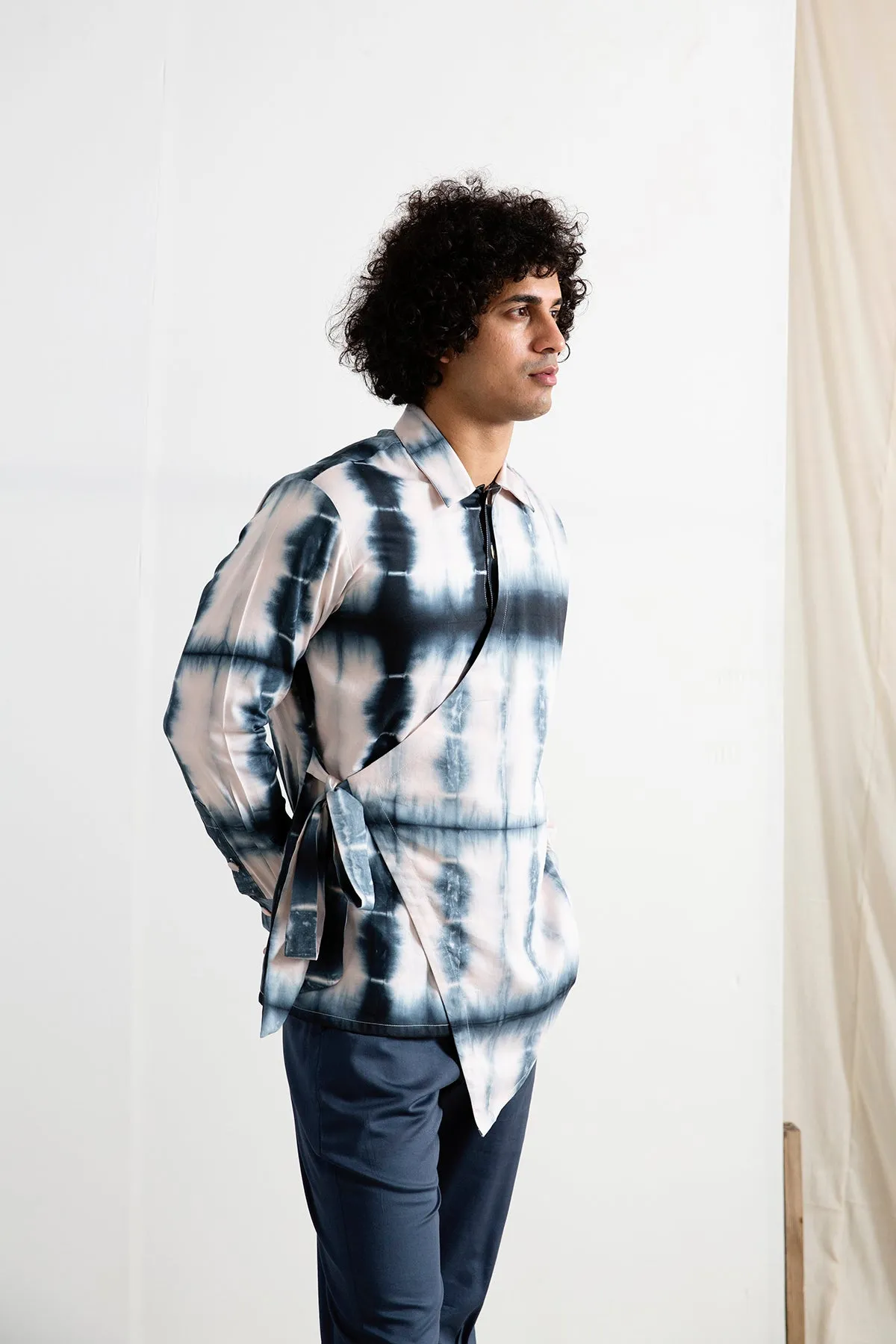 Hermin - Tie & Dye Wrap Around Panel Kurta with Pant Set
