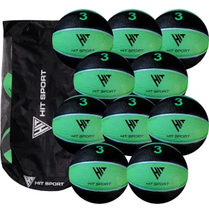 Hit Sport Trainer Basketball (10 Pack with Carry Bag) | Size 3 (Green)