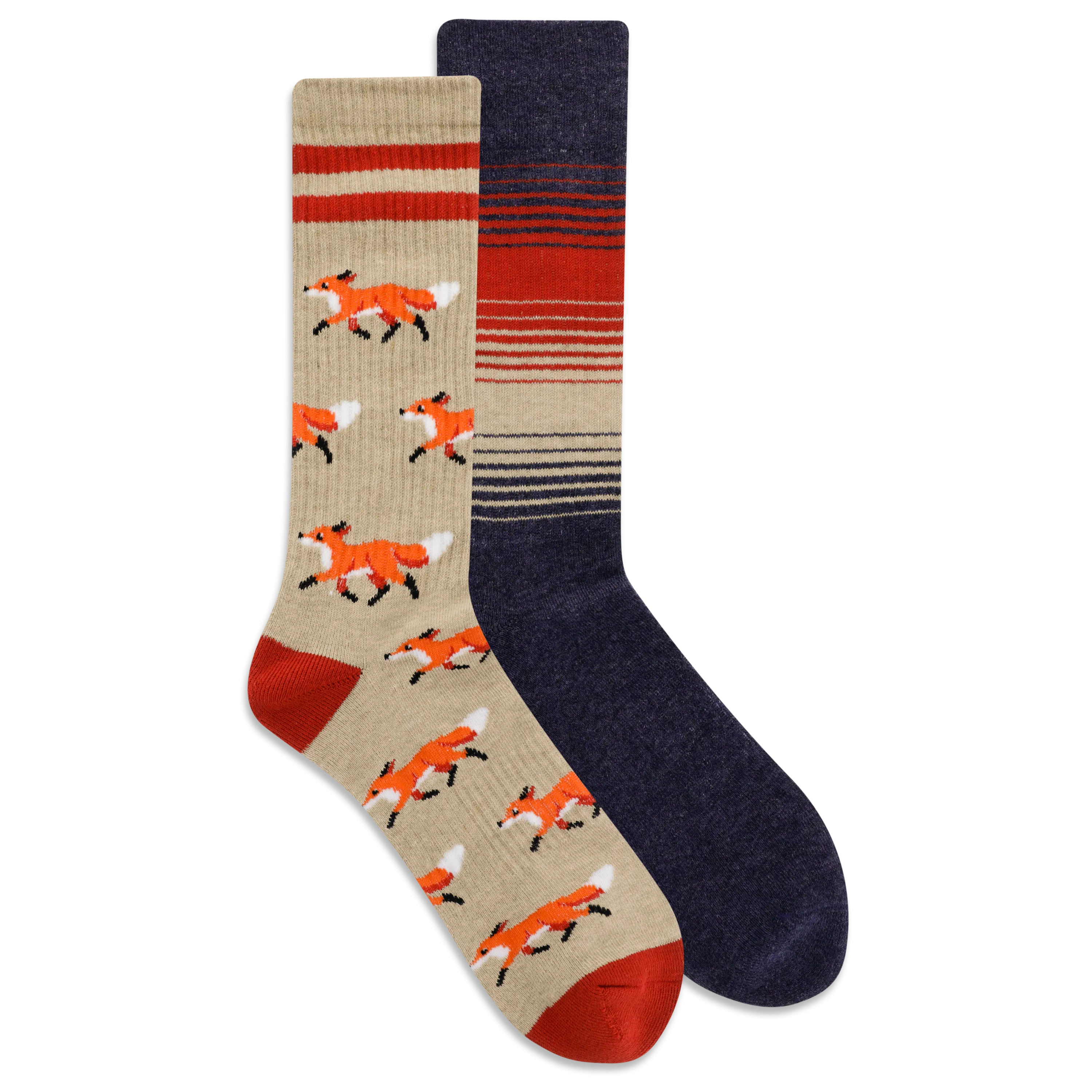 HOTSOX Men's Running Foxes Crew Socks 2 Pack