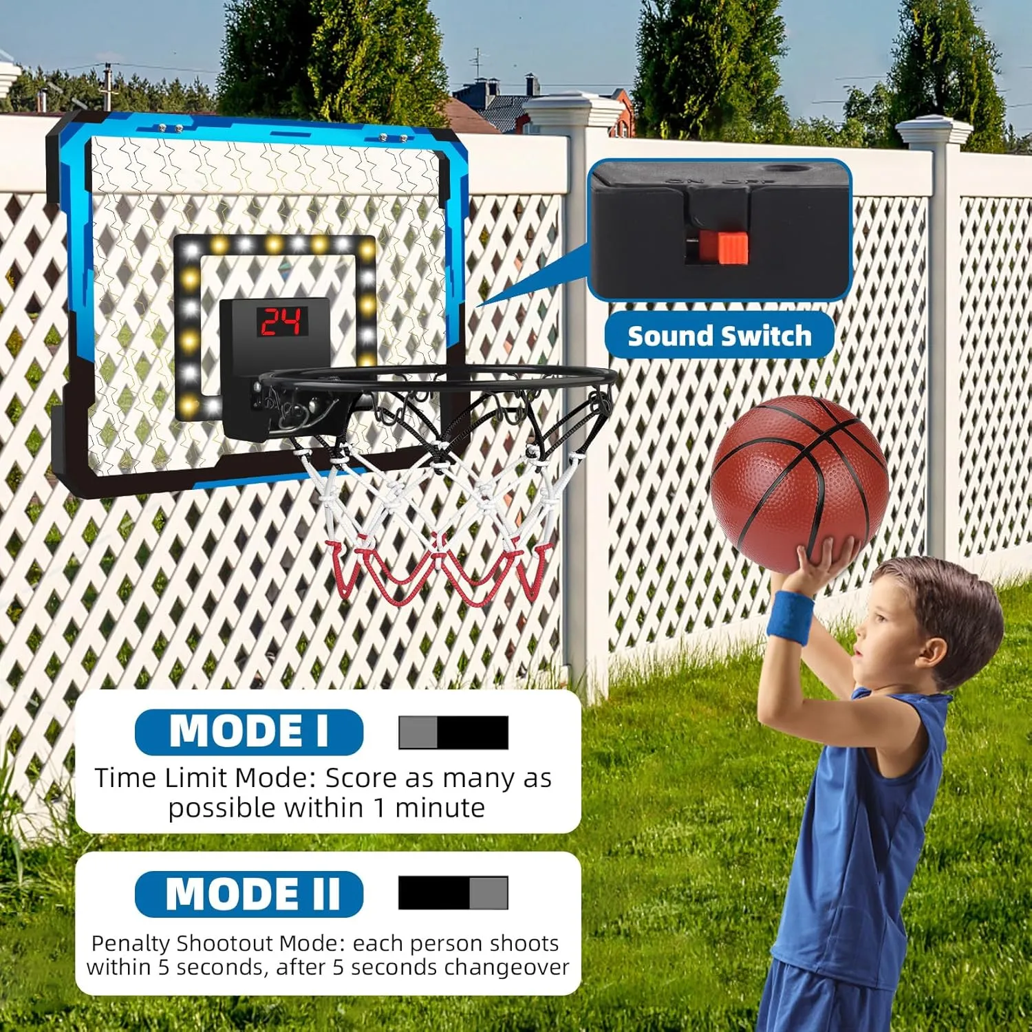 Indoor Basketball Hoop for Kids Over The Door Mini Basketball Hoop with 4