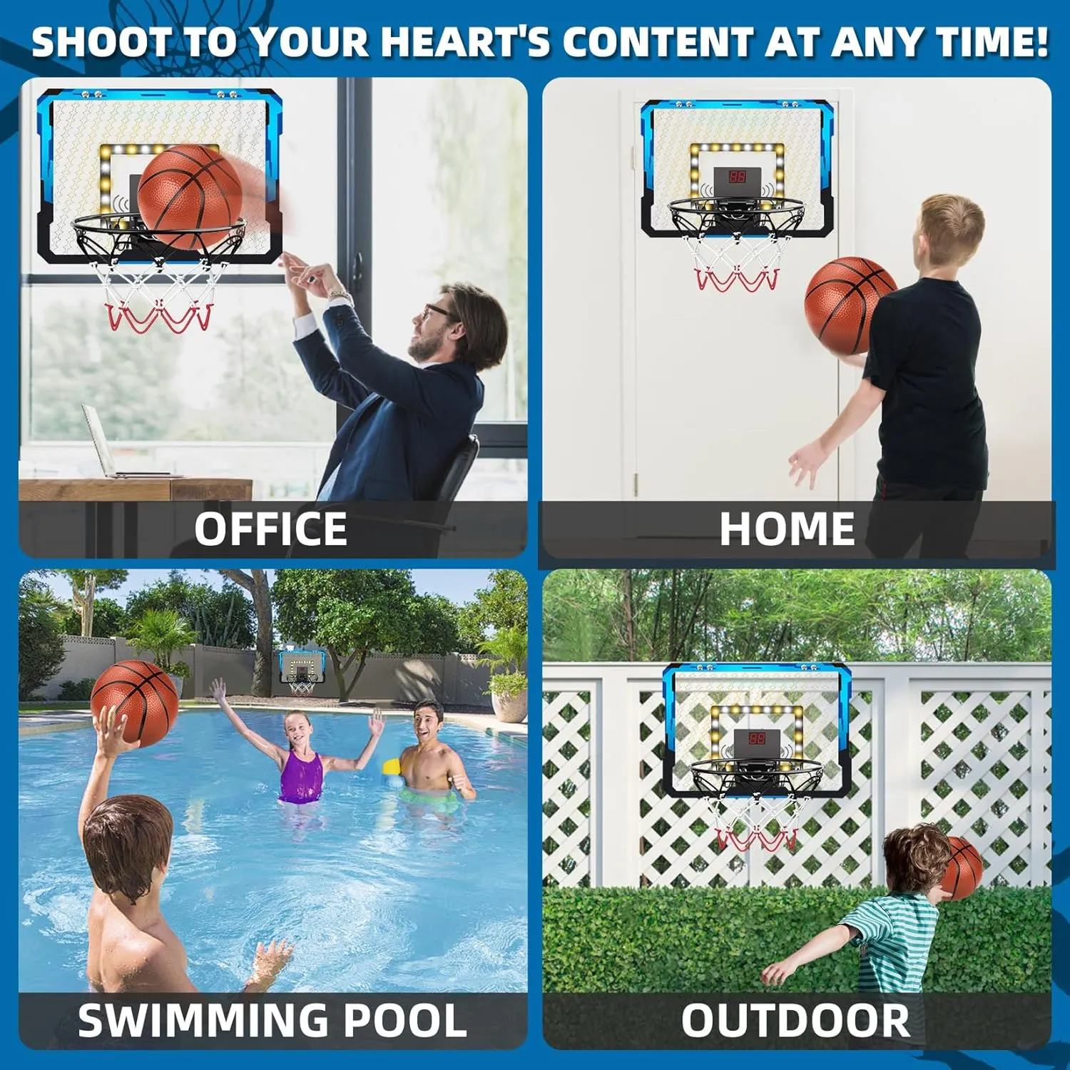 Indoor Basketball Hoop for Kids Over The Door Mini Basketball Hoop with 4