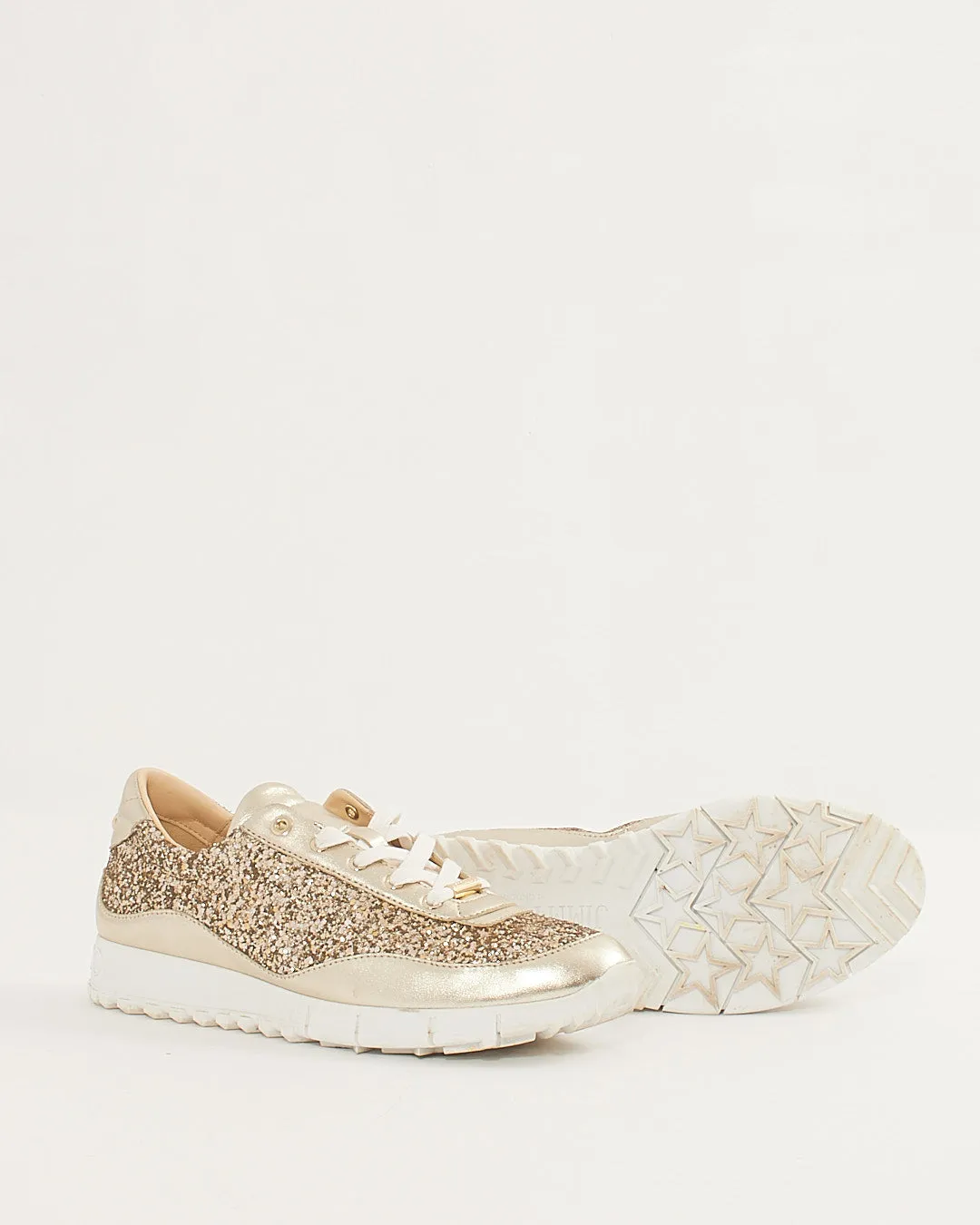Jimmy Choo Gold Glitter Sneakers - 39.5