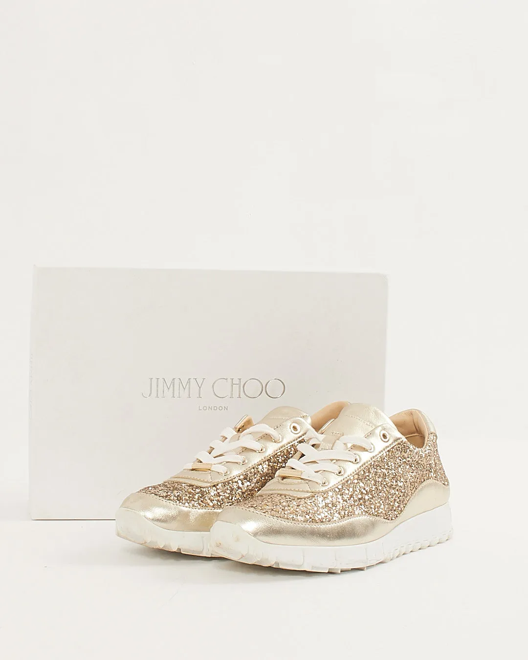 Jimmy Choo Gold Glitter Sneakers - 39.5