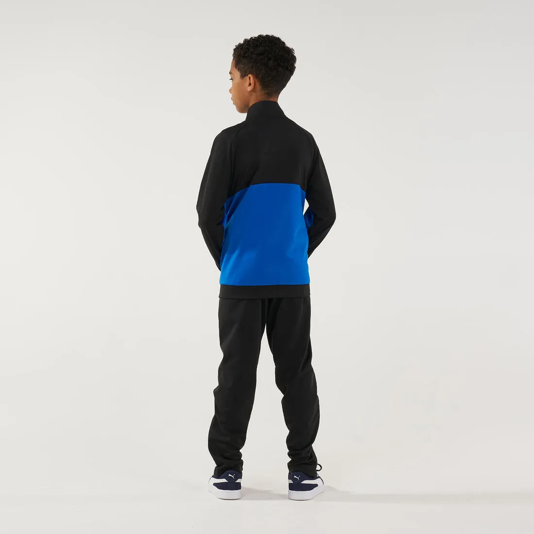 Kids' Breathable Synthetic Tracksuit - Black/Blue