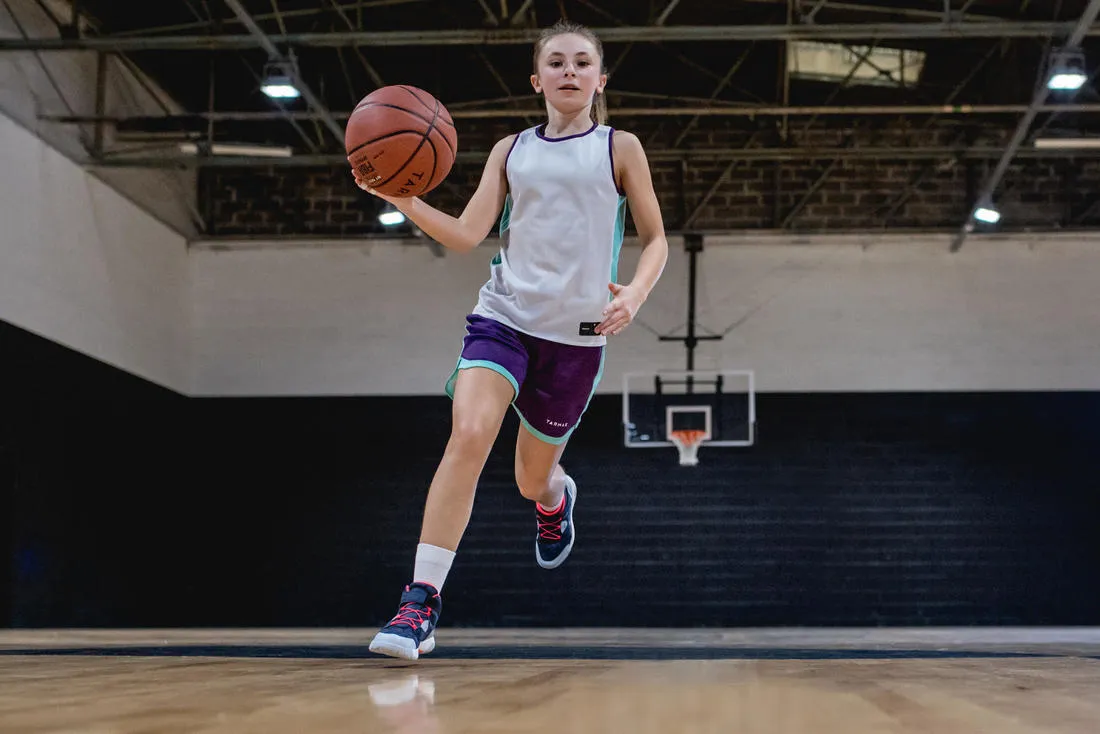Kids' Mid-Rise Intermediate Basketball Socks Twin-Pack - White