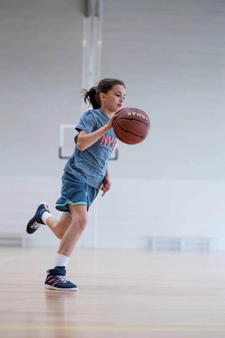 Kids' Mid-Rise Intermediate Basketball Socks Twin-Pack - White