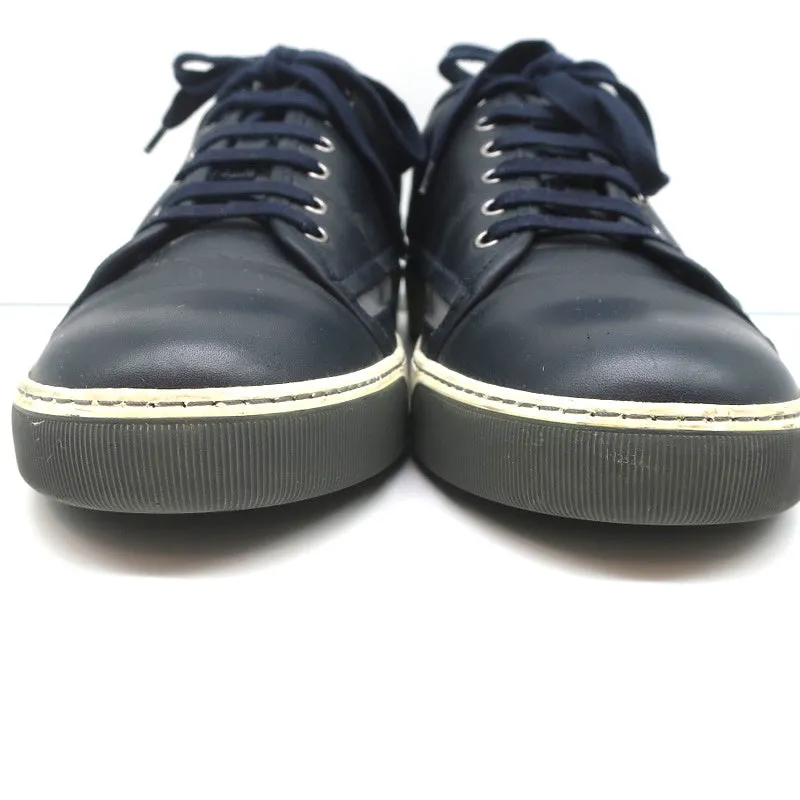 Lanvin Reflective Stripe Low Top Sneakers Navy Leather Size 9