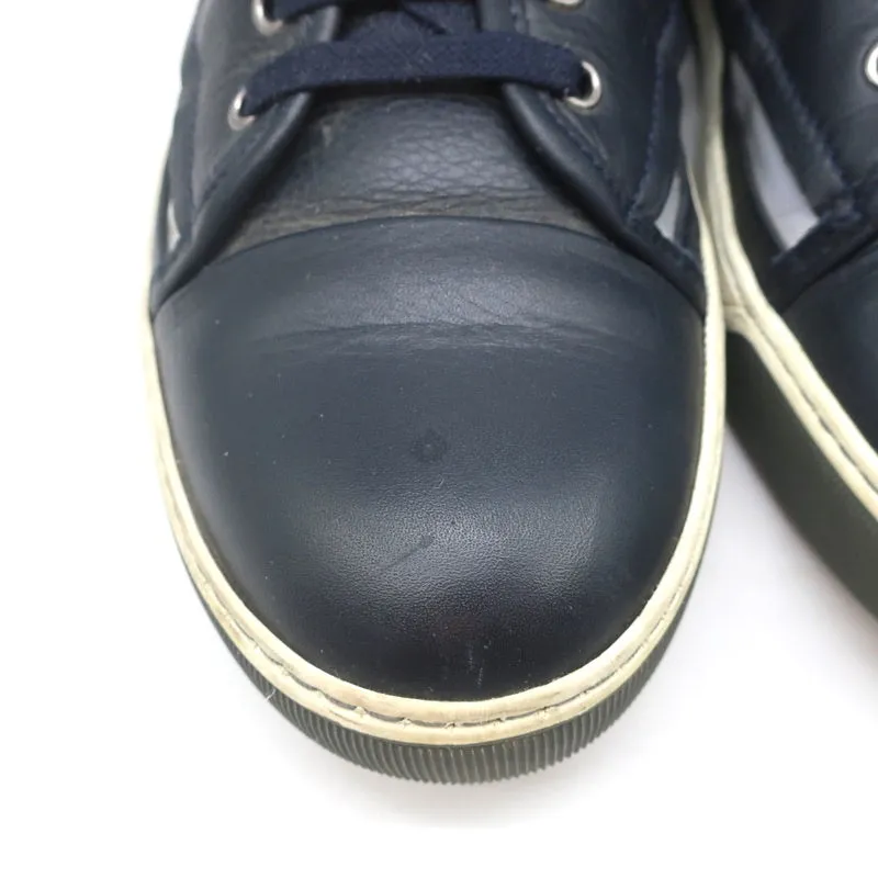 Lanvin Reflective Stripe Low Top Sneakers Navy Leather Size 9