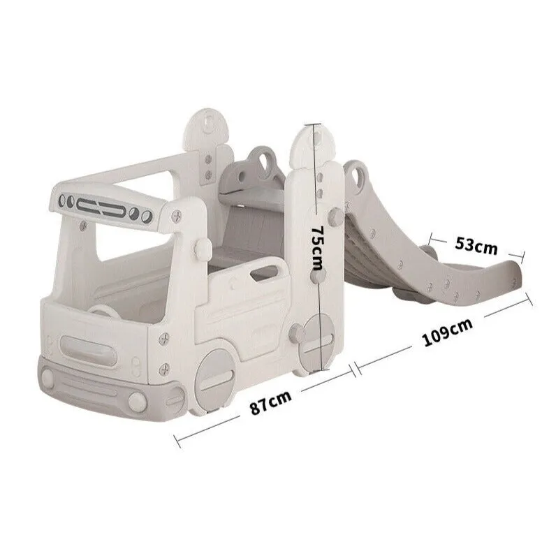 Large Montessori 4-in-1 Bus & Slide With Basketball Hoop | Drive | Climb | Slide | Shoot Hoops | 2 Years 
