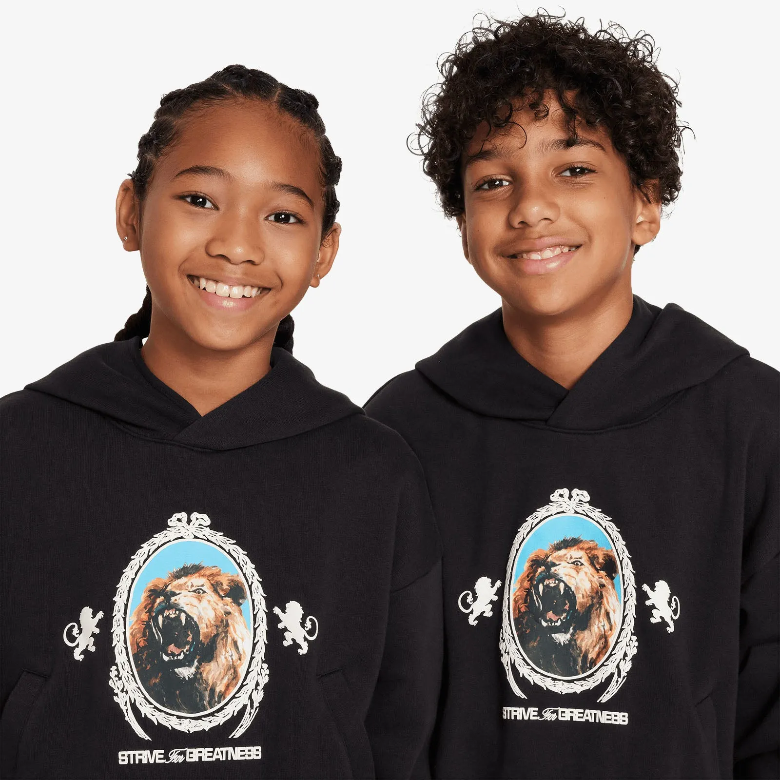 LeBron 'Strive For Greatness' Lion Youth Fleece Hoodie - Black