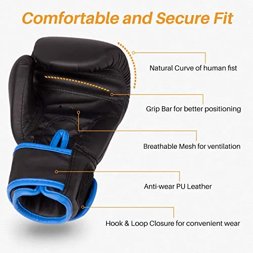 Liberlupus Kids Boxing Gloves, Training Boxing Gloves for Kids Age 3-15, Protective Youth Boxing Gloves with Multiple Color & Size (Black, 6 oz)