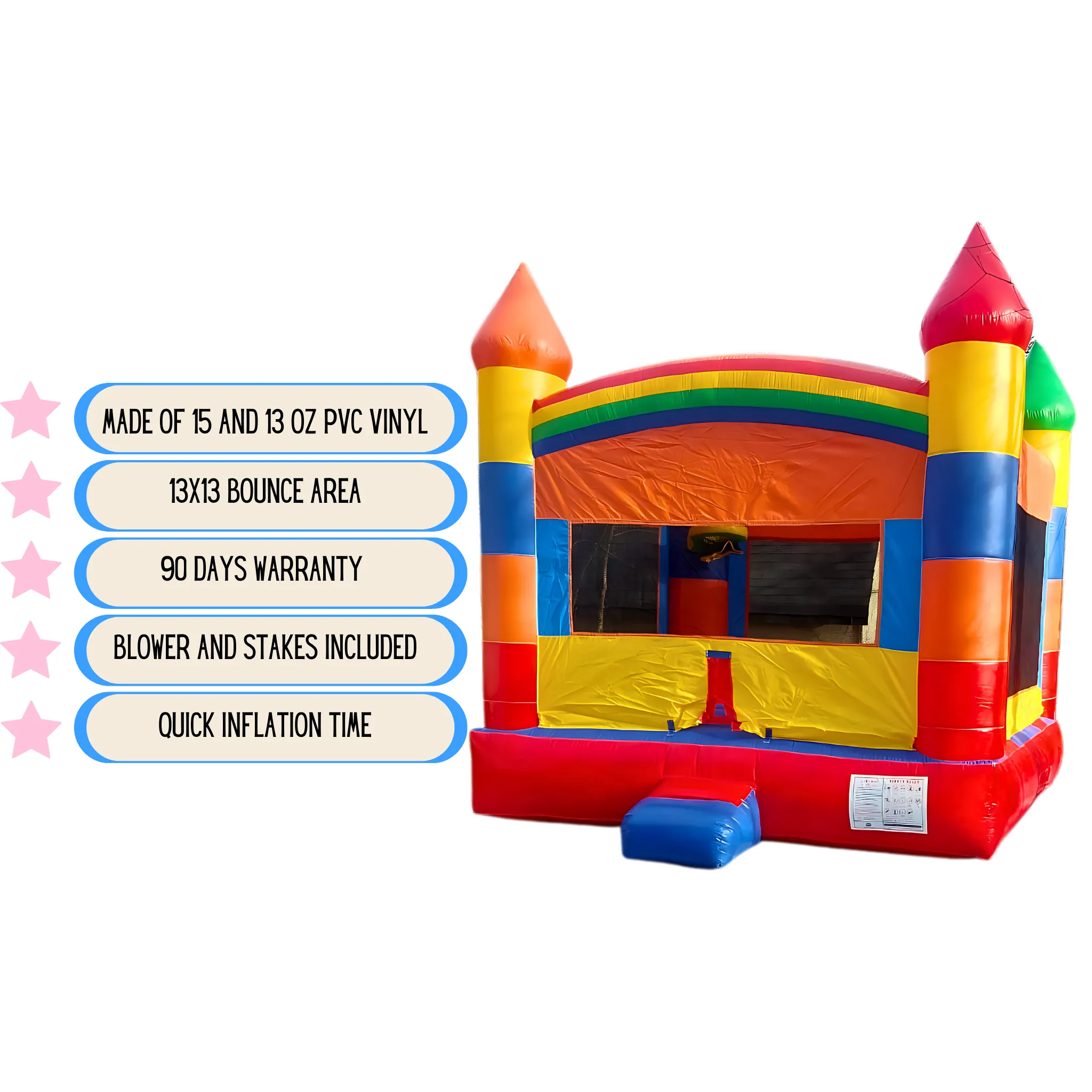 Lightweight Rainbow Bounce House