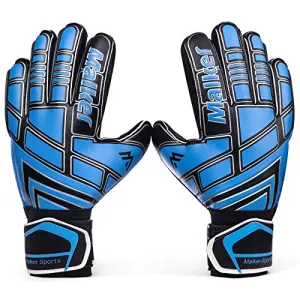 Malker Soccer Goalie Gloves Goalkeeper Gloves with Fingersave and Double Wrist Protection, Strong Grip Goalkeeper Gloves for Youth&Adult Size 7