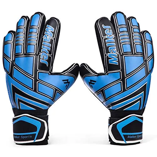 Malker Soccer Goalie Gloves Goalkeeper Gloves with Fingersave and Double Wrist Protection, Strong Grip Goalkeeper Gloves for Youth&Adult Size 7