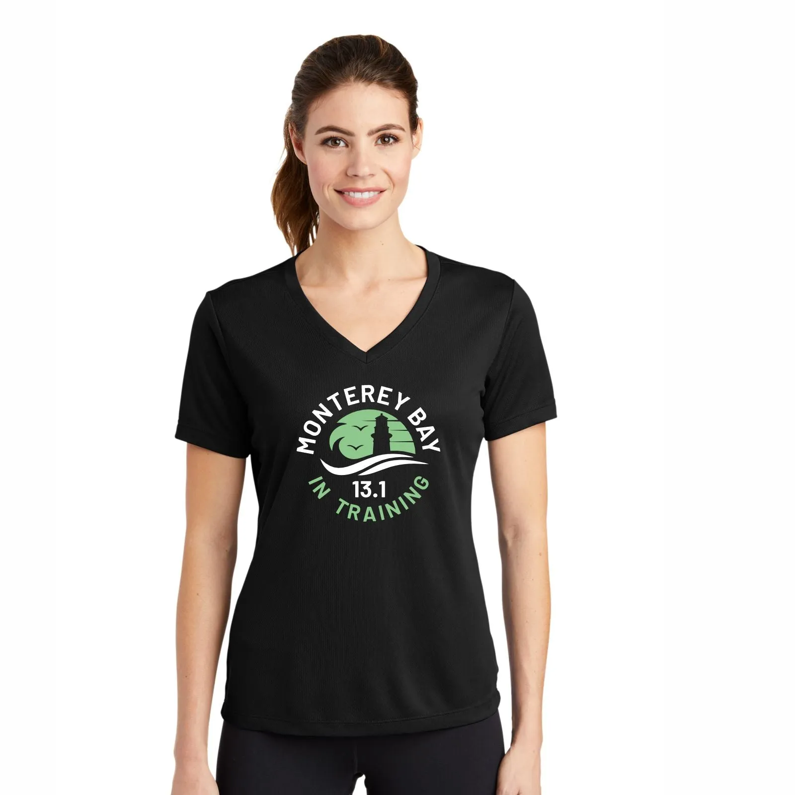 MBH Women's Tech V-Neck UPF40  Tee -Black- In Training