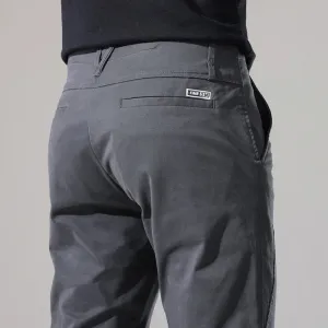 Men's Casual Pants - Slim Fit Stretch, Fashion Button Designer Men's Clothing, Streetwear Trousers