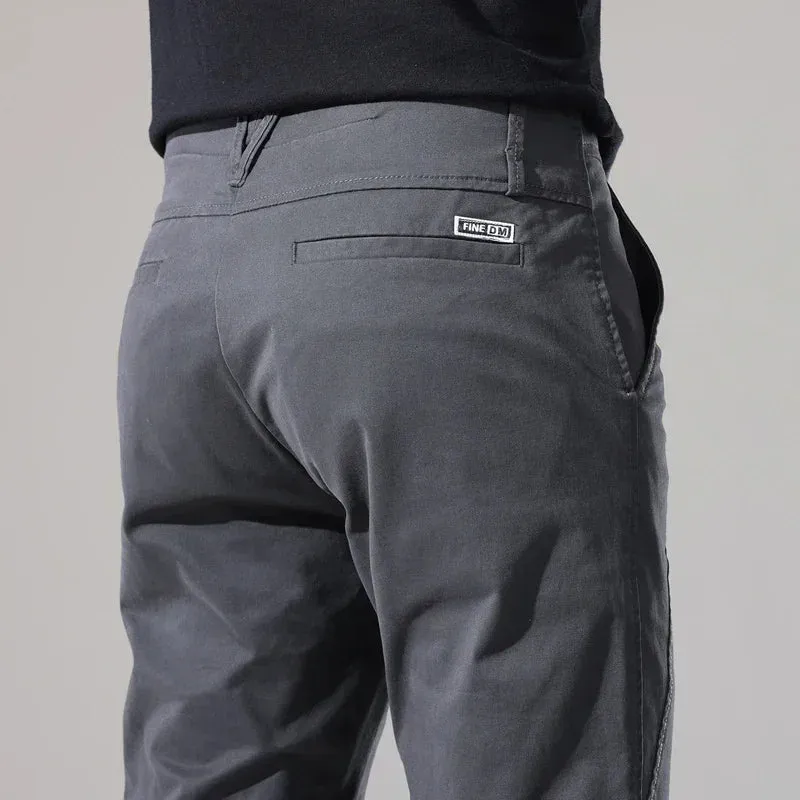 Men's Casual Pants - Slim Fit Stretch, Fashion Button Designer Men's Clothing, Streetwear Trousers