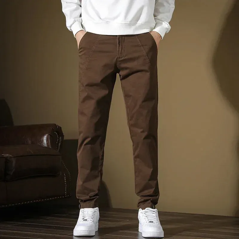Men's Casual Pants - Slim Fit Stretch, Fashion Button Designer Men's Clothing, Streetwear Trousers
